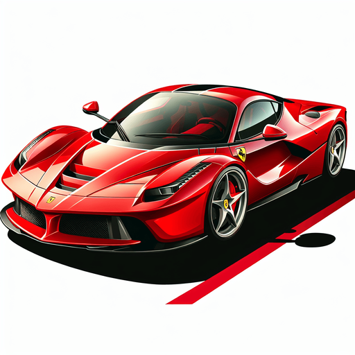 Ferrari car.
Single Game Texture. In-Game asset. 2d. Blank background. High contrast. No shadows.