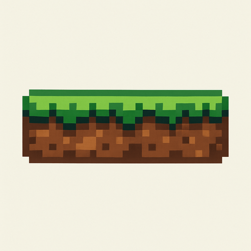 a brown, flat strip with green top (due to short, flat grass) pixel art..
In-Game asset.  2d.  High contrast.  No shadows