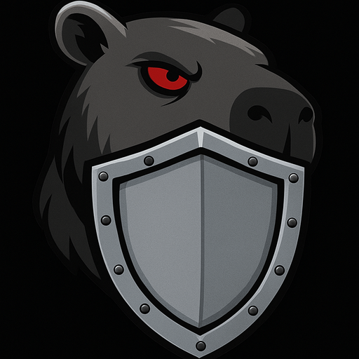 Ponle un escudo de metal delante de la cabeza. Tapando la boca y el cuello. Recuerda usar los rasgos y formas de un capibara. El escudo debe de ser de un plomo claro