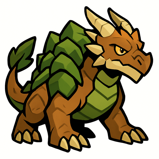 Dragon terre.
In-Game asset.  2d.  High contrast.  No shadows