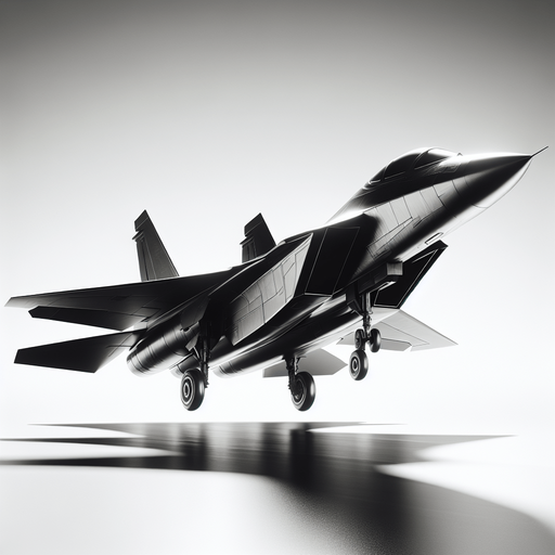 Straight black fighter jet.
Single Game Texture. In-Game asset. 2d. Blank background. High contrast. No shadows.
