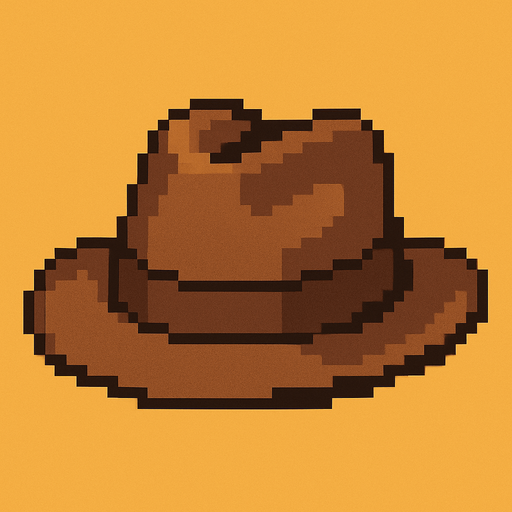 Brown hat.
In-Game asset.  2d.  High contrast.  No shadows