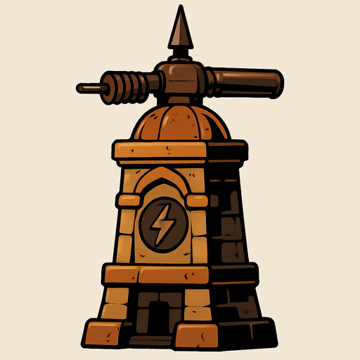 antik elektrik atıcı kule.
In-Game asset.  2d.  High contrast.  No shadows