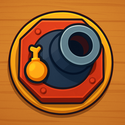 Crea la Torre Splash en un estilo 2D renderizado, limpio y cartoonish, con contornos claros y definidos, colores vibrantes con transiciones suaves, y sombreado que da volumen a sus superficies superiores.
La perspectiva debe ser VISTA CENITAL (totalmente desde arriba). Esto significa que la torre se verá como si estuviera siendo observada directamente desde arriba, con los detalles de su parte superior siendo prominentes.
La base de la torre debe ser circular para permitir un movimiento de cañón cómodo. El mortero/cañón de impacto o el orificio de disparo debe estar orientado hacia la DERECHA.
La torre debe tener un perfil bajo y la menor cantidad de relieve vertical posible para facilitar una rotación fluida en la animación. El "splash" se refiere al daño de área por impacto o explosión (no a agua), por lo que el diseño debe evocar artillería pesada o explosivos..
In-Game asset.  2d.  High contrast.  No shadows