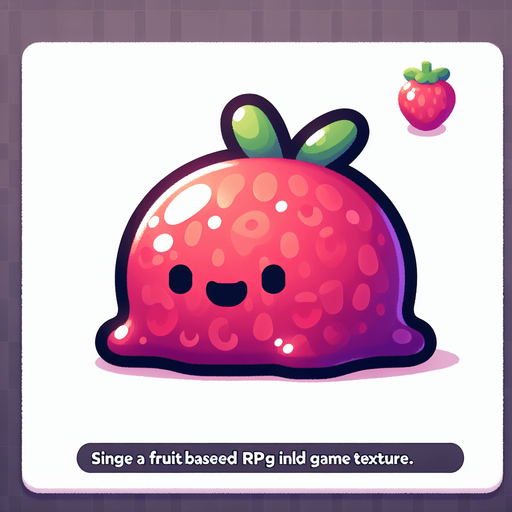 Un slime de fruta RPG con estilo suave y simple.
Single Game Texture.  In-Game asset.  2d.  Blank background.  High contrast.  No shadows