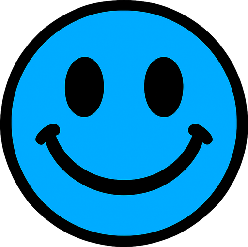 Blue smiley ball.
In-Game asset.  2d.  High contrast.  No shadows
