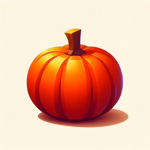 stylized orange pumpkin.
Single Game Texture. In-Game asset. 2d. Blank background. High contrast. No shadows.