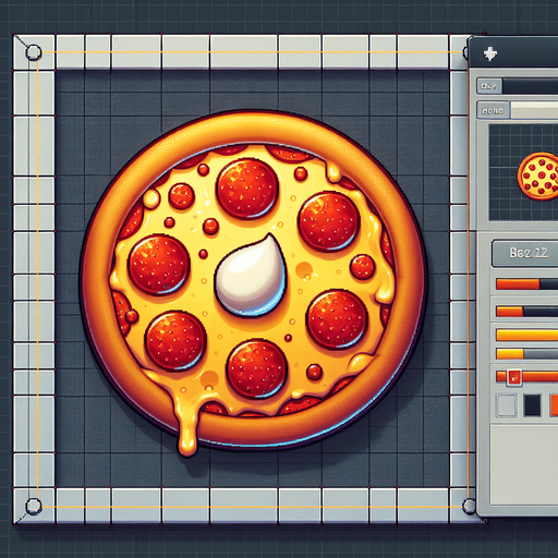 a pepperoni pizza.
In-Game asset. 2d. Blank background. High contrast.