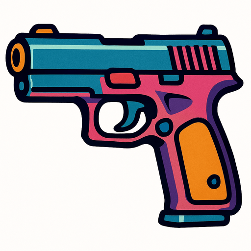 Gun.
In-Game asset.  2d.  High contrast.  No shadows