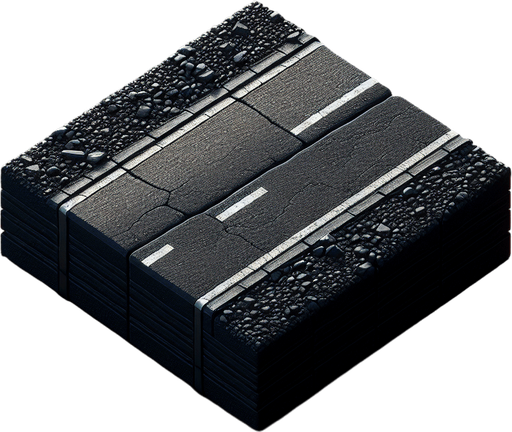 Black road.
Single Game Texture. In-Game asset. 2d. Blank background. High contrast. No shadows.
