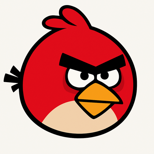 angry birds character "red".
In-Game asset.  2d.  High contrast.  No shadows