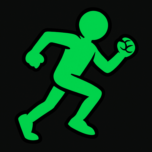 green runner running.
In-Game asset.  2d.  High contrast.  No shadows