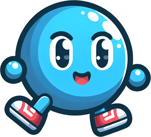A tiny arcade-style jumper character with a playful look. Minimalist design, round body, short legs, and big eyes. Bright blue color, wearing red sneakers. Designed for fast jumping and dashing, perfect for dodging obstacles. Appears lively and determined. Transparent background..
Single Game Texture.  In-Game asset.  2d.  Blank background.  High contrast.  No shadows