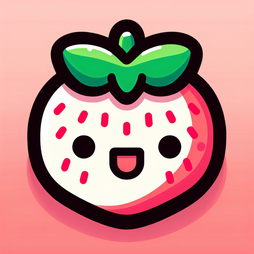 strawberry,cartoon,2d,blank background.
Single Game Texture.  In-Game asset.  2d.  Blank background.  High contrast.  No shadows