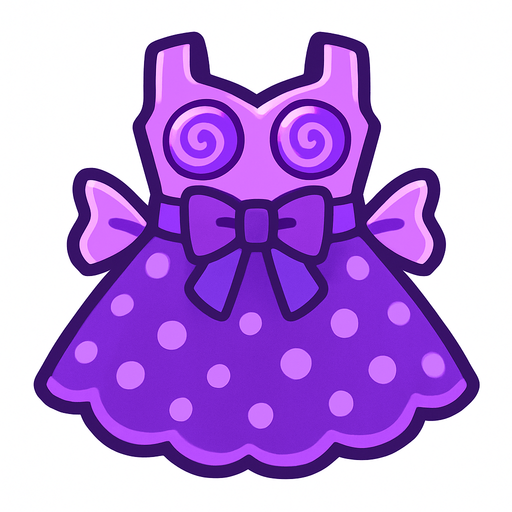 cute purple candy design dress top view..
In-Game asset.  2d.  High contrast.  No shadows