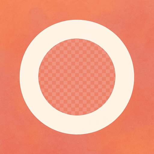 White circle with transparent middle. Front view