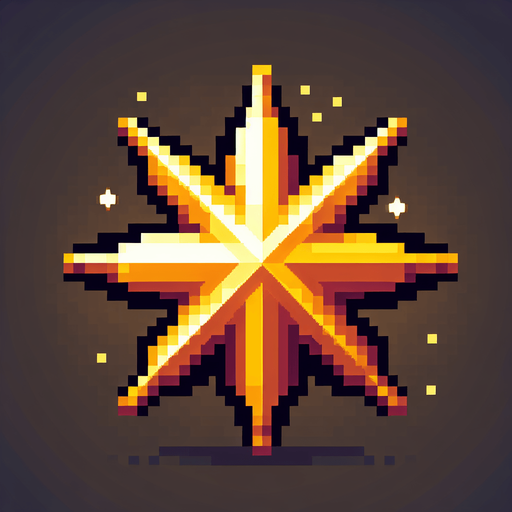 A golden glowing star, pixel art
Single Game Texture. In-Game asset. 2d. Blank background. High contrast. No shadows.