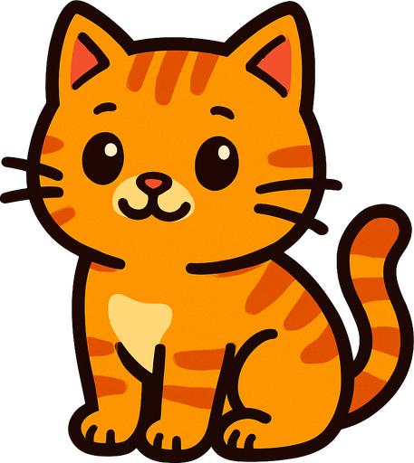 turuncu tatlı kedi.
In-Game asset.  2d.  High contrast.  No shadows