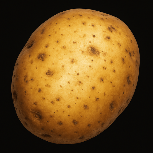 ultra realistic potato.
In-Game asset.  2d.  High contrast.  No shadows
