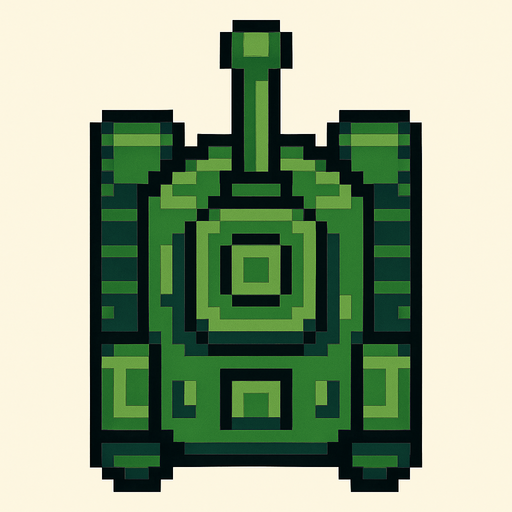 green tank pixel art top down.
In-Game asset.  2d.  High contrast.  No shadows
