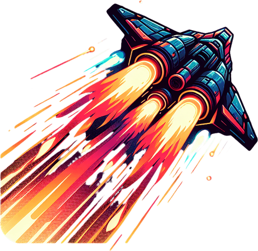 🚀 Animated Thrusters – A glowing flame or energy coming from the back of the spaceship..
Single Game Texture.  In-Game asset.  2d.  Blank background.  High contrast.  No shadows