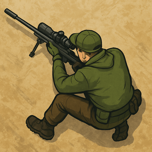 Sniper man from top view