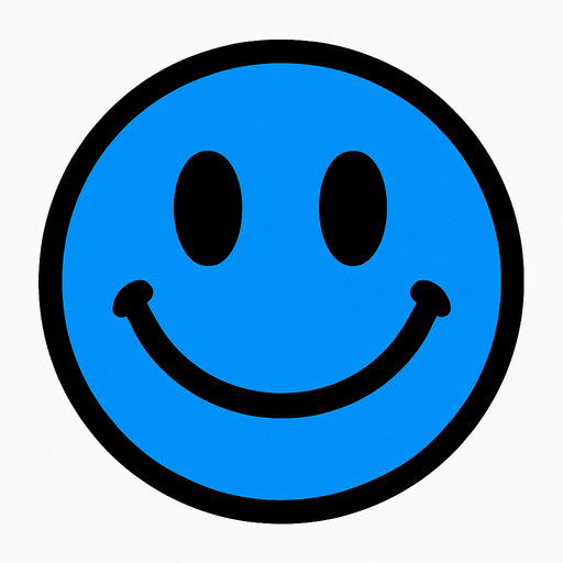 blue circle with smile.
In-Game asset.  2d.  High contrast.  No shadows