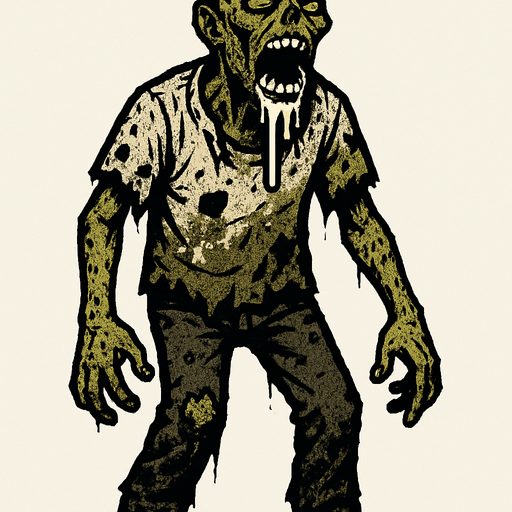 bu bir zombi ağızında salyalar olsun ve üstü başı dağınık olsun kirli olsun ve boydan olsun
.
In-Game asset.  2d.  High contrast.  No shadows