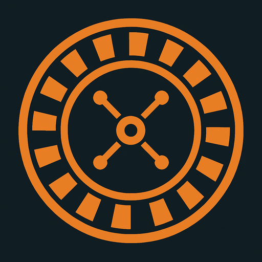 Dark orange circular minimalist roulette.
In-Game asset.  2d.  High contrast.  No shadows