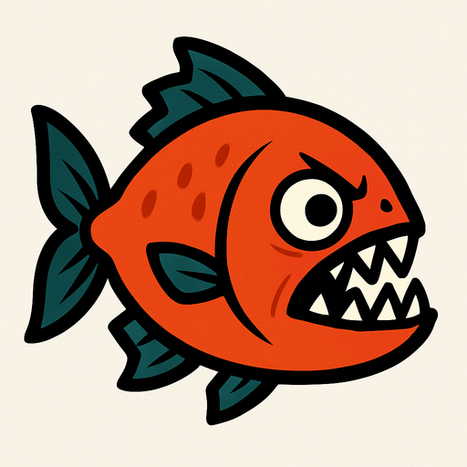 piranha 2d.
In-Game asset.  2d.  High contrast.  No shadows