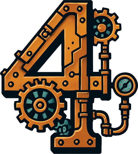 numero 4 en estilo steampunk.
In-Game asset.  2d.  High contrast.  No shadows