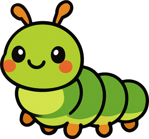 minik sevimli bir tırtıl.
In-Game asset.  2d.  High contrast.  No shadows