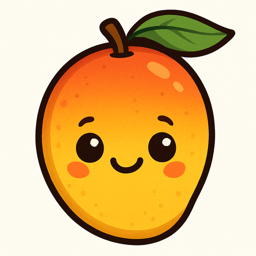 Mango with cute face.
In-Game asset.  2d.  High contrast.  No shadows