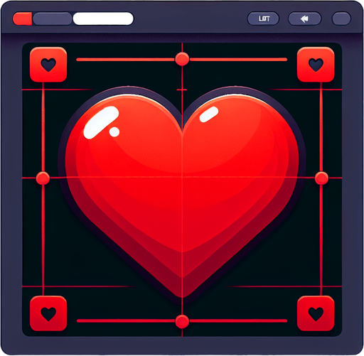 a cute looking heart. bright red..
Single Game Texture. In-Game asset. 2d. Blank background. High contrast. No shadows.