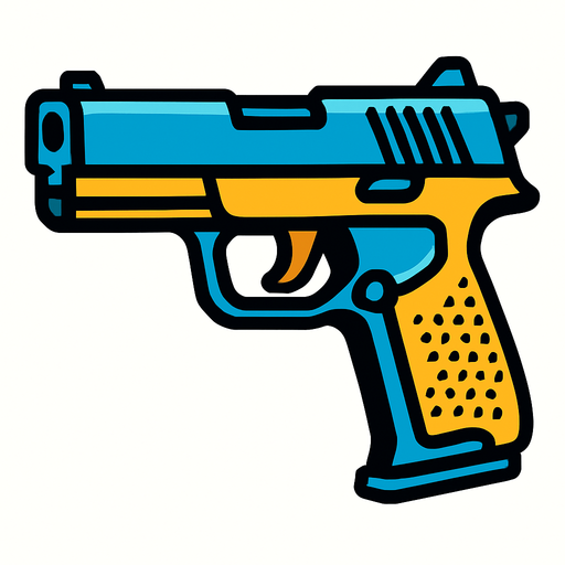 GUN.
In-Game asset.  2d.  High contrast.  No shadows