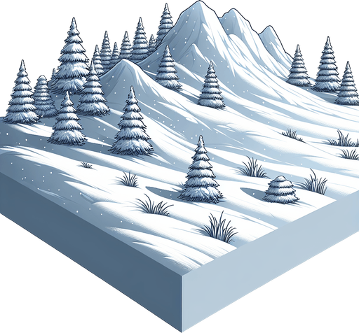 snow background, only snow, side view, horizontal lines Single Game Texture. In-Game asset. 2d. Blank background. High contrast. No shadows.