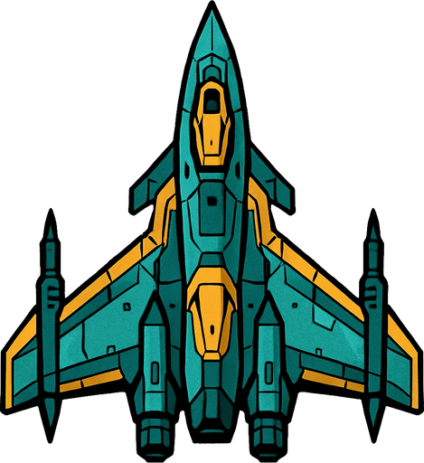 An space fighter jet viewed from the top.
In-Game asset.  2d.  High contrast.  No shadows