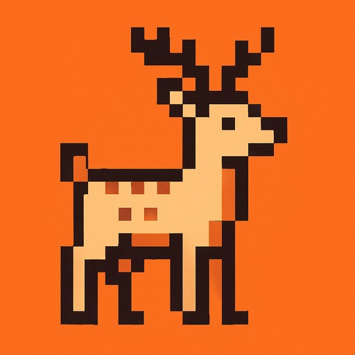 Pixel deer.
In-Game asset.  2d.  High contrast.  No shadows