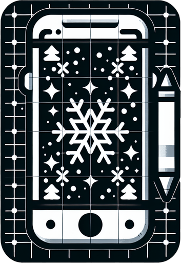 a smartphone, christmas style Single Game Texture. In-Game asset. 2d. Blank background. High contrast. No shadows.