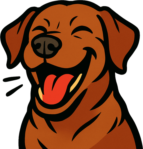 labrador laugh.
In-Game asset.  2d.  High contrast.  No shadows