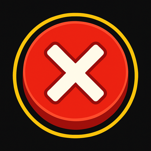 Red button with a 'X' on it.
In-Game asset.  2d.  High contrast.  No shadows