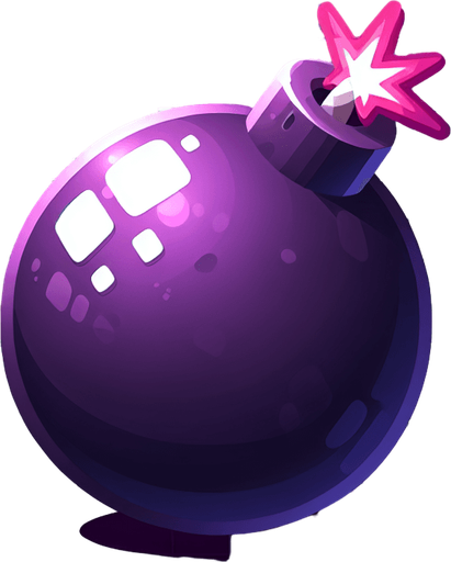 Purple bomb

Single Game Texture. In-Game asset. 2d. Blank background. High contrast. No shadows.
