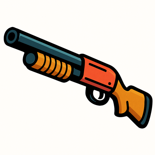 escopeta dibujada.
In-Game asset.  2d.  High contrast.  No shadows