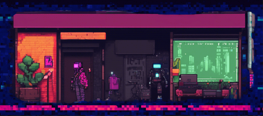 cyberpunk pixel art street