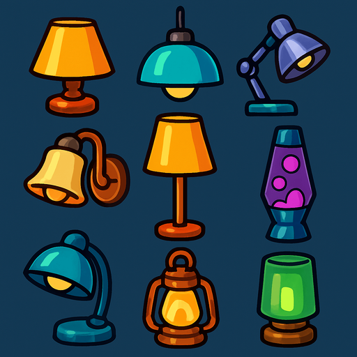 Pack of different lamps.
In-Game asset.  High contrast.  No shadows. 3D