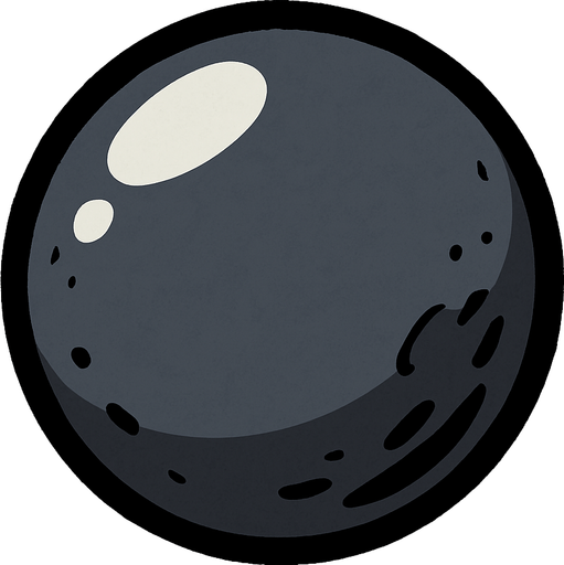 yuvarlak havan topu mermisi.
In-Game asset.  2d.  High contrast.  No shadows