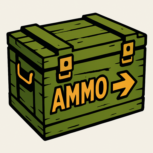 ammo box.
In-Game asset.  2d.  High contrast.  No shadows