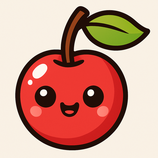 Cherry with cute face.
In-Game asset.  2d.  High contrast.  No shadows