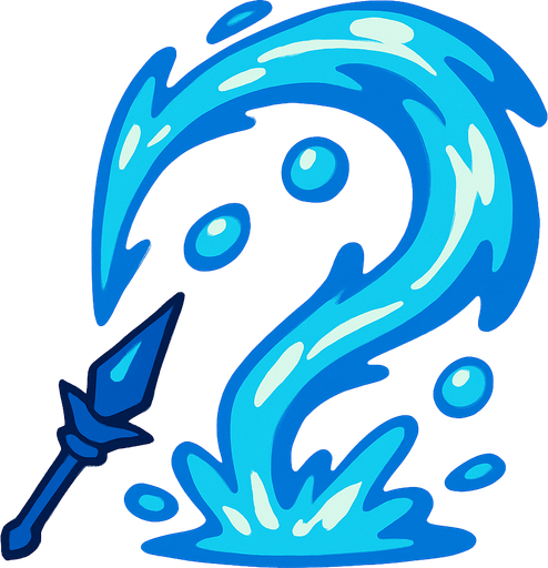 Poder de água estilo Mago inspirado em pokémon e Digimon.
In-Game asset.  2d.  High contrast.  No shadows