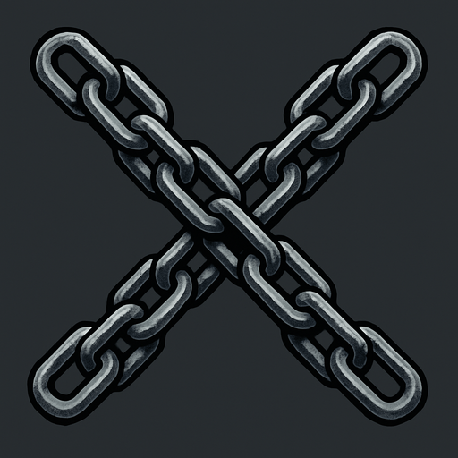 Metal chains in x shape.
In-Game asset.  High contrast.  No shadows